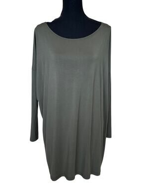Pinko Olive Green Tunic Top SMALL Oversized Lagenlook Minimalist Dress Designer
